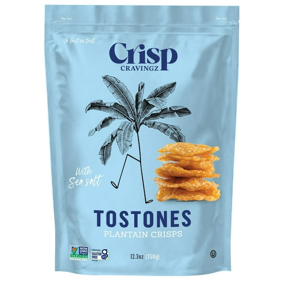 Crisp Cravingz Tostones Plantain Crisps with Sea Salt, 12.3 Ounce