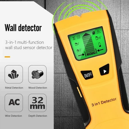 

3 in 1 Stud Finder Wall Scanner Electronic Wall Detector Stud Sensor Wall Wood Beam Finders Center Finding with LCD Display and Audio Alarm for Wood Metal Studs AC Live Wire Joist Detection