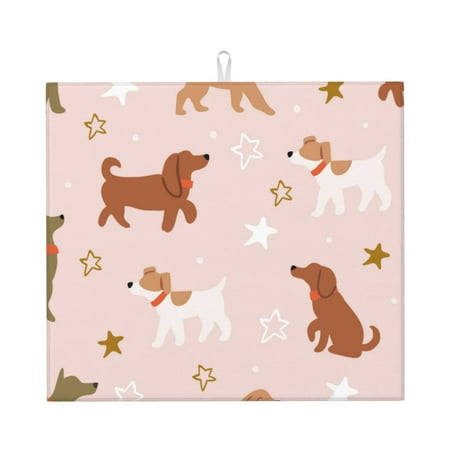 

Naloa Star Cute Dog Dish Drying Mat for Kitchen Counter Heat Resistant Drainer Mats Absorbent Draining Mat Dish Rack Pad 16 x18