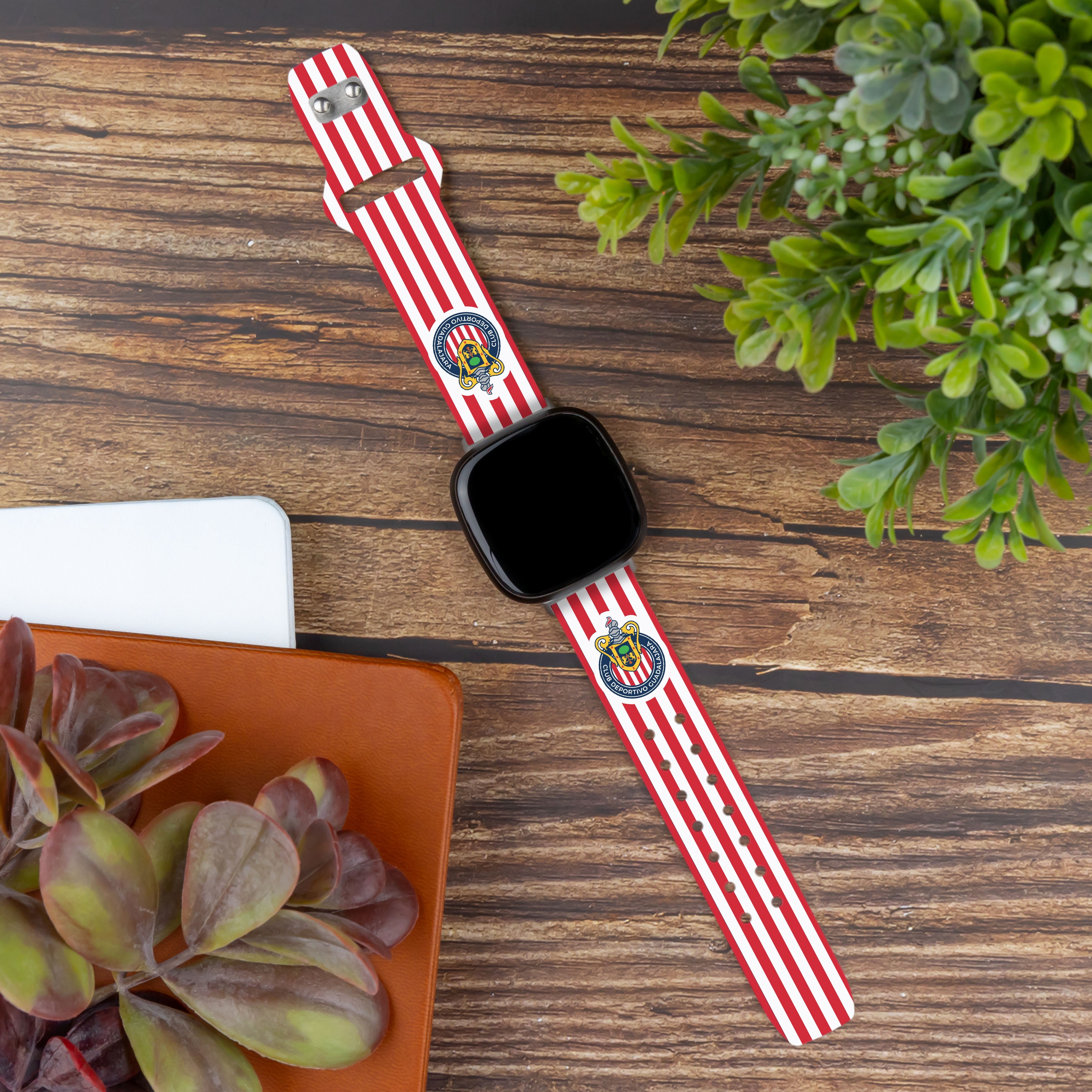 Chivas de Guadalajara HD Watch Band Compatible with FitBit Versa 3 & Sense (20mm Long Stripes)