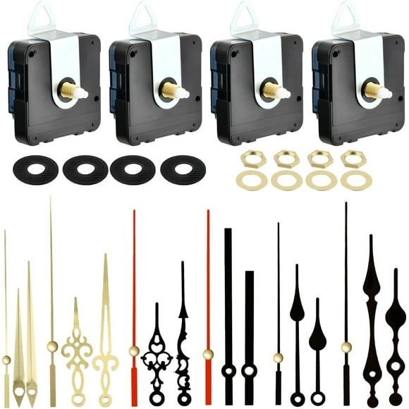 ERDS-4 Sets Clock Mechanism Replacement Kit, Clock Hands and Motor Kit, Clock Works Replacement Kit with 6 Pack Clock Hands, Clock Movement Parts Motor Replacement DIY Repair Parts