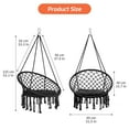 thumbnail image 2 of Cotton Rope Hammock Chair, Max 360 Lbs Hanging Chair, Pure Cotton Swing Chair, for Indoor Outdoor Bedroom Patio Black Hammock Swing Chair, 2 of 8