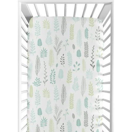 UPC: 0846480071389 | Sweet Jojo Designs Blue and Grey Tropical Leaf Unisex Boy or Girl Baby or Toddler Nursery Fitted Crib Sheet – Turquoise Gray and Green Botanical Rainforest Jungle Sloth Collection
