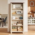 thumbnail image 5 of LELELINKY 70" White 5-Tier Wood Bookshelf with Adjustable Shelves, Freestanding Farmhouse Bookcase, Vintage Display Storage for Classroom, Office, 5 of 9