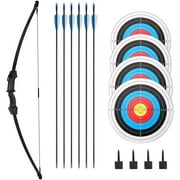 Archery Bow and Arrow Set Recurve Bow Outdoor Sports Game Hunting Toy Gift Bow Kit Set with 6 Arrows 4