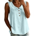 thumbnail image 2 of Women's Front Placket Top Baeitkot Women's Solid Color Casual Lace Up Front Placket Top Light Blue XL, 2 of 8