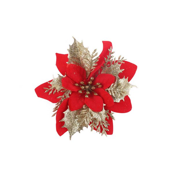 Yuarrent Árbol de Navidad artificial con purpurina, decoración de flores multicapa, adorno de fiesta de moda para el hogar, sala de estar, oficina, Kits de decoración para fiestas oro rojo Yuarrent HA070523-02B