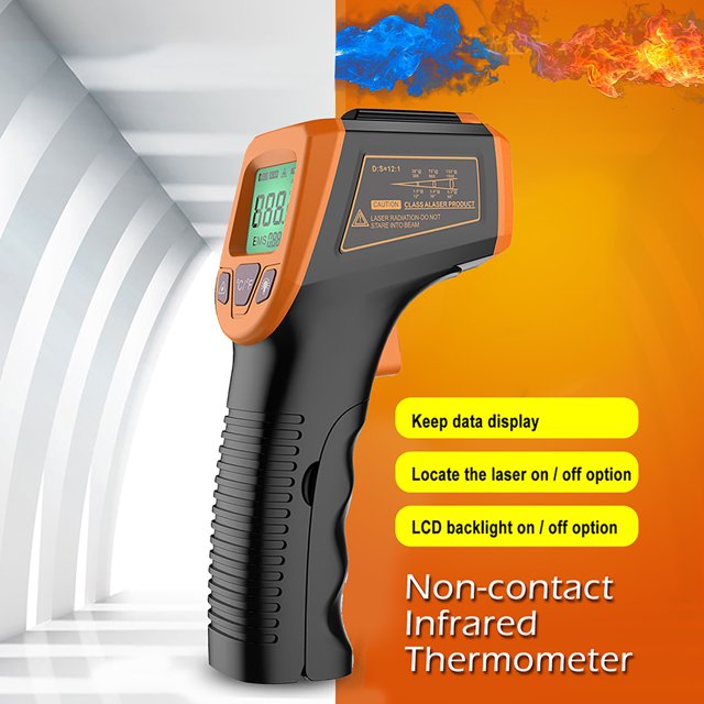 Gwong Electrónica Termómetro infrarrojo de calibre de temperatura digital sin contacto con pantalla LCD