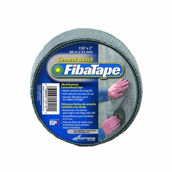 Cinta adhesiva para placas de cemento FibaTape FDW8436-U, 5 cm x 46 m, color gris