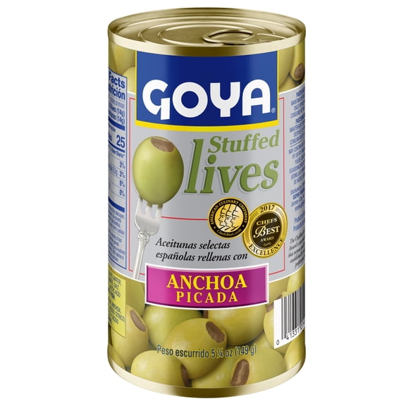 (3 Pack) Goya Stuffed Olives Minced Anchovies, 5.25 OZ
