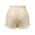 thumbnail image 4 of LIIPEE Women Shorts Summer Solid Color Fashion Texture Elastic Waist Ruffle Casual Mini Shorts With Pockets Ladies Comfortable Breathable Soft Daily Beach Bottoms,S, 4 of 4