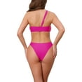 thumbnail image 3 of INSPIRAR CHIC Conjunto de Bikini de Dos Piezas con Tirante Asimétrico y Anillo Metálico, Parte Inferior Triangular, Pequeño, Rosa Rojo, 3 of 5