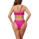 thumbnail image 3 of INSPIRAR CHIC Conjunto de Bikini de Dos Piezas con Tirante Asimétrico y Anillo Metálico para Mujeres, Parte Inferior Triangular, Talla X-Large, Rojo Rosa, 3 of 5
