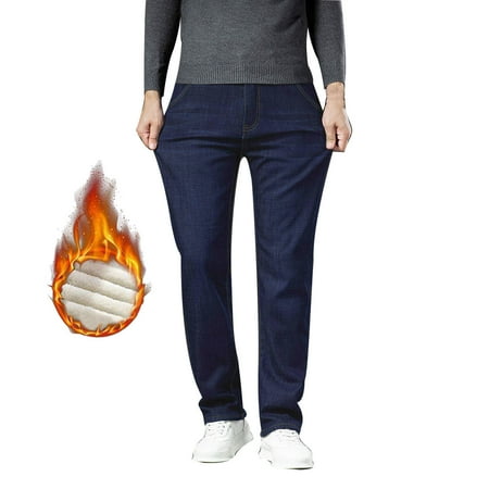 MHFRRA Bootcut Jeans for Men Men s Winter Outdoor Fashionable Slim Fit Velvet Jeans 44 Size 38