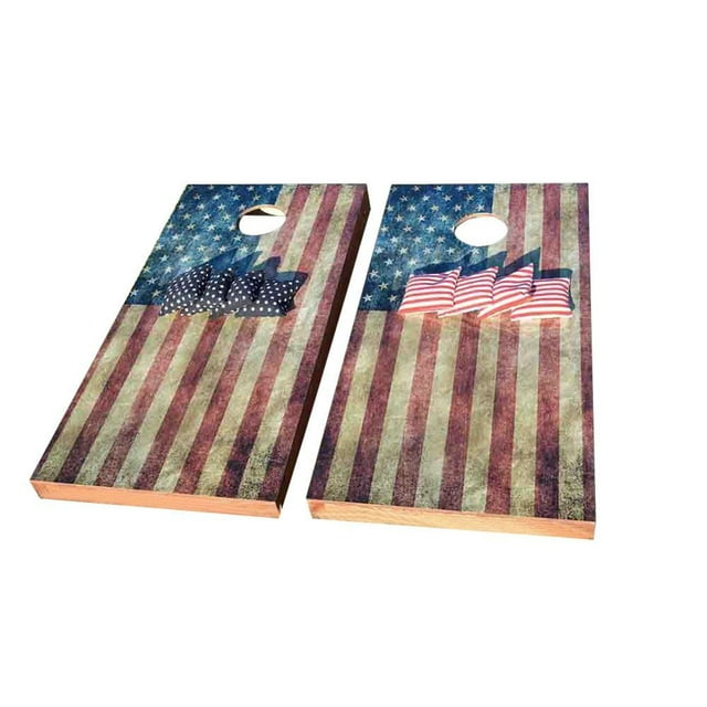 Skip's Garage USA Worn American Flag Rosewood Solid Wood Cornhole Board ...
