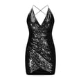 thumbnail image 4 of LSLJS Robe de Soirée Sexy pour Femmes Col Montant à Lacets Manches Longues à Sequins Dos Ouvert Jupe Courte, Robe d'Été Plage, 4 of 6