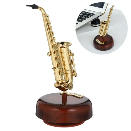 GOOHOCHY Golden Saxophone Shaped Decorative Music Box for Desktop 1Pcs