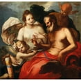 thumbnail image 2 of Venetian School 21x20 Black Ornate Framed Double Matted Museum Art Print Titled: Venus and Cupid, Jupiter and Mercury (17th Century), 2 of 5