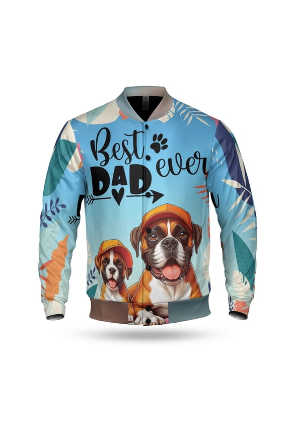 Best Boxer Dad Ever Happy Father's Day All Over Print 3D Baseball Jacket Boxers Dog Lover Gifts Idea Bomber Jacket Softball - 02006