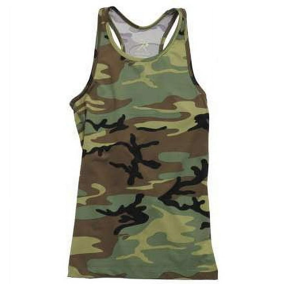 Womens Camo Workout Performance Tank Top, Woodland Camo