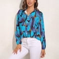 thumbnail image 3 of Beautiful Blue Different Butterflys Long Sleeve Blouse Woman Streetwear Casual Shirts Summer Oversize Woman Streetwear Clothing Birthday Present, 3 of 7