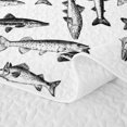 thumbnail image 5 of Manfei Abstract Fish Bed Spread Queen, Simple Sea Animal Art Queen Coverlet Set, White Black, 3pcs, 1 Quilt and 2 Pillowcases, 5 of 7