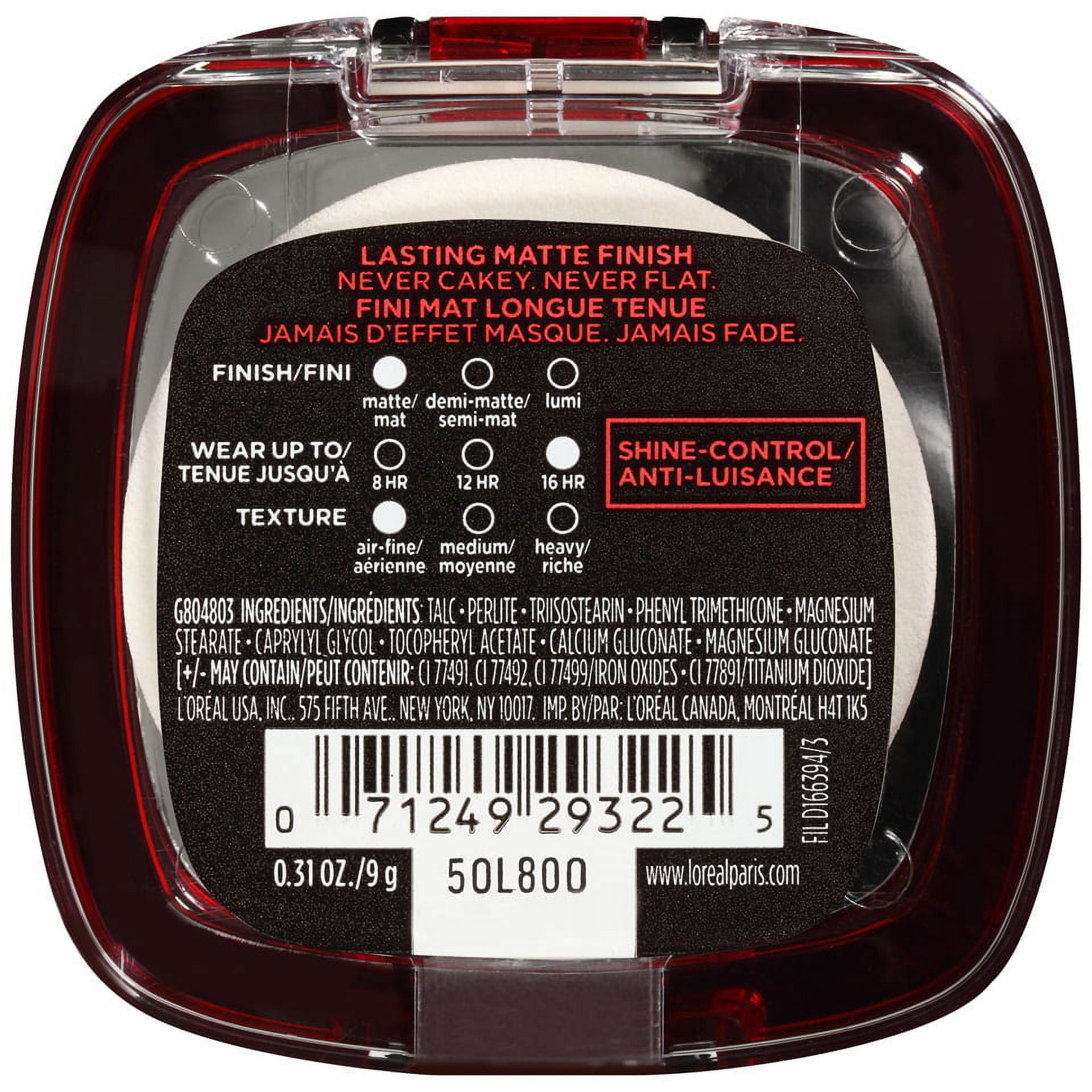 L'Oreal Paris Infallible Pro-Matte Powder Foundation Makeup, Matt Finish, Cocca, 0.31 oz