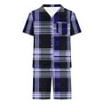 thumbnail image 4 of Awdenio Men's Sleepwear Set 2 Piece Retro Summer Outfits Plaid Button Down Shirts and Shorts Set Casual Clothing, 4 of 5