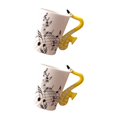 thumbnail image 1 of Bewildely Taza de agua Taza de cerámica elegante con opciones de capacidad para hidratación Taza de nota musical novedosa Taza de jugo Saxofón Saxofón amarillo 10x7.5 cm 2Conjunto, 1 of 1