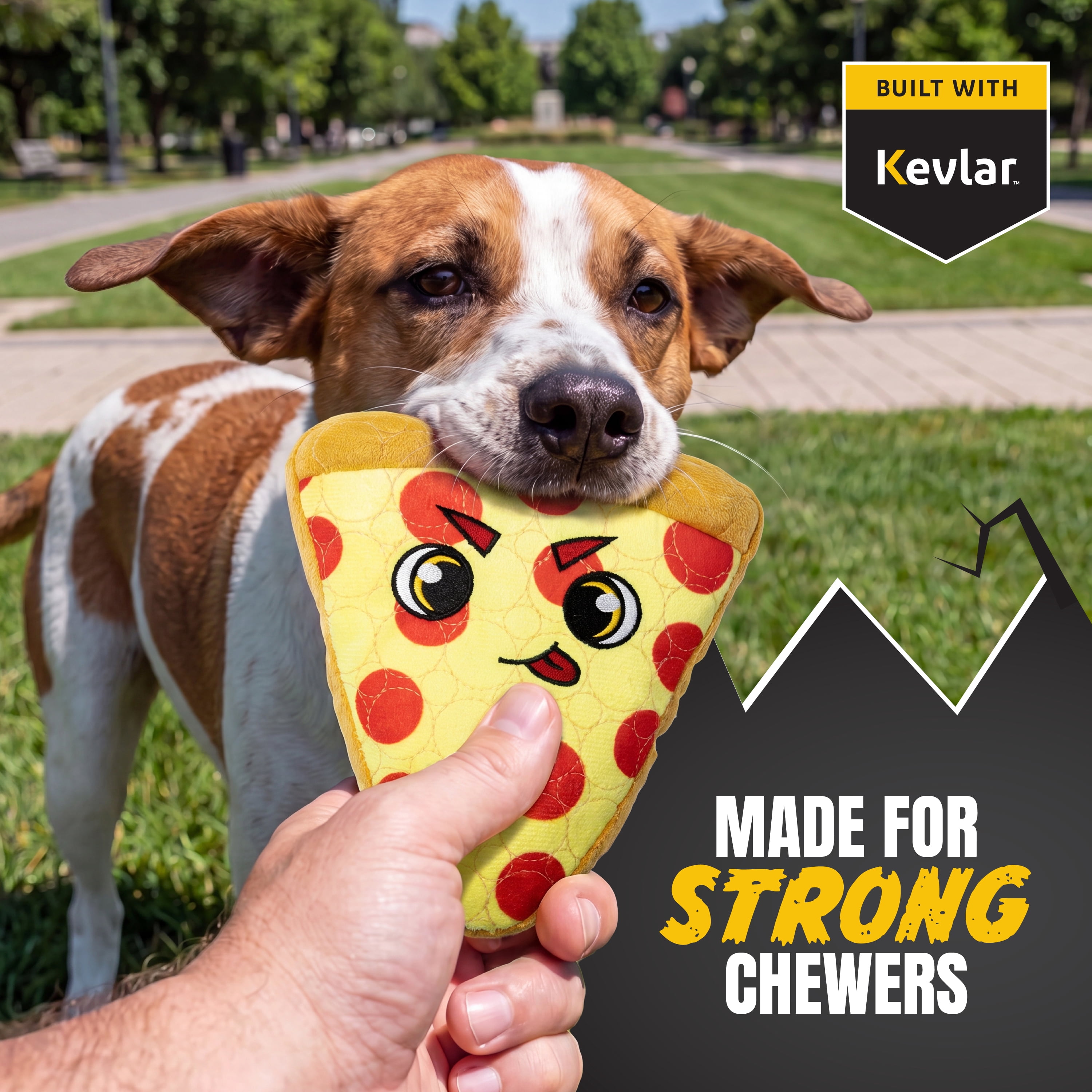 Bite Force Durable Pizza Shaped Plush Dog Toy, Multi Layered and Reinforced Dog Toys for Aggressive Chewers