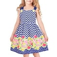 thumbnail image 1 of Robe Fille Bleue à Fleurs Ondulées Robe Vintage 12 Ans, 1 of 7