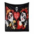 thumbnail image 1 of Dia de los Muertos Soft Flannel Fleece Throw Blanket, Day of the Dead Sugar Skull Boy and Girl, Cozy Plush for Indoor and Outdoor Use, 70" x 90", Grey Vermilion, by Ambesonne, 1 of 6