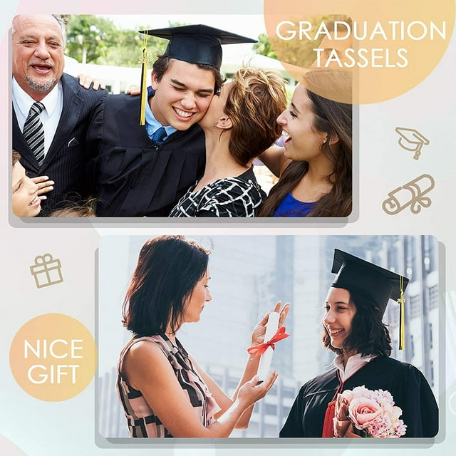 Tassel Decoration Hanging Date Drop Tassel Pendant Polyester Tassel; Hanging Graduation Cap Drop Prop, Gold and Black