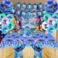 thumbnail image 4 of 101 Pcs Fournitures de Fête Stitch, Thème de Dessin Animé Stitch Décoration de Fête d'Anniversaire Ensemble de Fournitures, Inclut Bannière Autocollants Tourbillons Suspendus Décorations de Gâteau Cupcake Nappe, 4 of 9