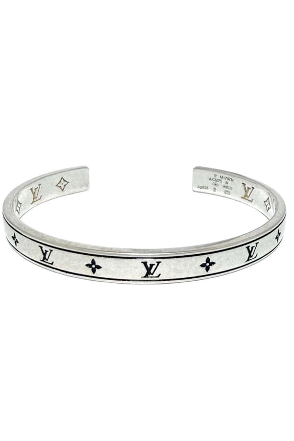 Pre-Owned Louis Vuitton Men's Bracelet LV Spike Bangle Cuff Sterling Silver 925