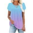 thumbnail image 4 of Uaswgudfs ​Casual Women Blouses: Relaxed Fit Short Sleeve V-Neck Summer Tops with Ruched Shoulders & Soft Jersey Fabric, 4 of 7