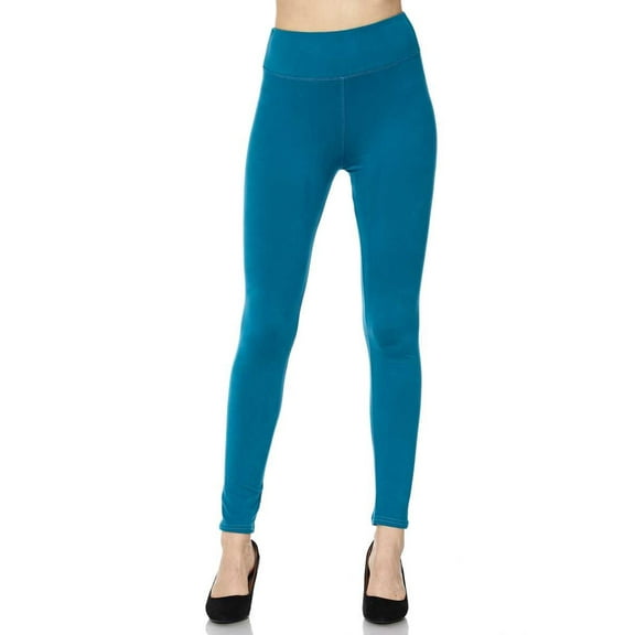 Buttery Smooth Basic Solid High Waisted Leggings - Extra Plus Size - 3-Inch Waist - 3XL 4XL 5XL Teal One Size Plus