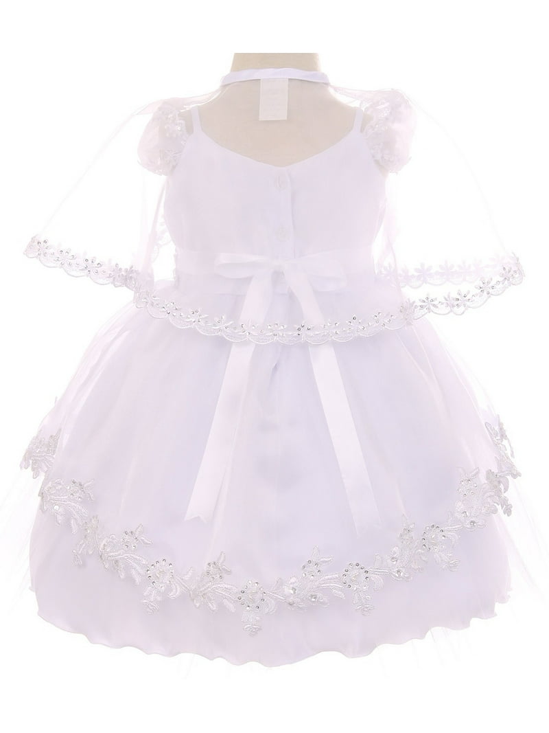 Baby Girls Infant Organza Tulle Bonnet Cape Baptism Christening