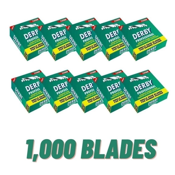 1000 "Derby Professional" Single Edge Razor half Shaving Blades for straight razors barber Salon Shop Lot ( 10 Packs X 100 Blades )