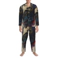 thumbnail image 3 of Salouo Colorful Ink Cute Horse Print Button-Front Long Sleeve Pajama Set for Men, Soft 2Pjs Men's Long Sleeve Sleepwear-Medium, 3 of 7