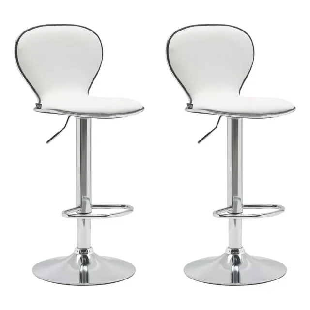 Set 2 Bancos Giratorios con Respaldo Alto Barra Desayunador Cocina color Blanco