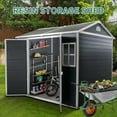 8x6ft Outdoor Resin Garden Storage Shed with Floor and 2 Windows