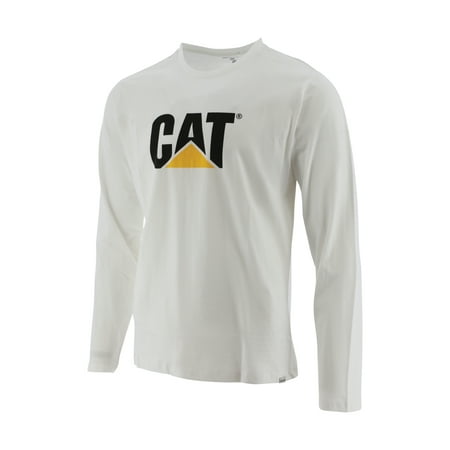 Caterpillar WHITE/TRADEMARK Men's Original Fit Long Sleeve Logo T-Shirt,S