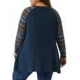 thumbnail image 4 of DARING DIVA Women's Plus Size Long Sleeve Color Block Knit Tunic 1X Navy Blue, 4 of 6