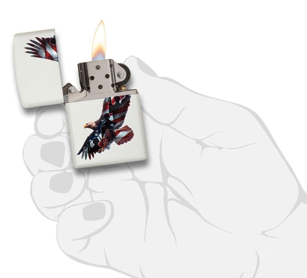 Zippo Eagle & Soldier White Matte Pocket Lighter
