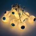 thumbnail image 2 of Cadena de lámpara 2 metros, 10 LED, diseño de globo ocular, cadena de luz, modo brillante constante, 2 pilas AA operadas para fiesta de Halloween, decoración del hogar, regalo Romacci Cadena de lámpara, 2 of 7