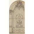 thumbnail image 2 of Gilles-Marie Oppenord 13x24 Black Ornate Framed Double Matted Museum Art Print Titled: Design for the Wrought-Iron Entrance Grille of a Chapel (ca. 1700-1720), 2 of 5