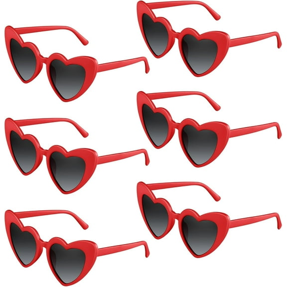 CEYAZYE 6/12/24/48 Pack Heart Sunglasses Fashion Heart Shaped Glasses Bachelor Party Sunglasses Women's Wedding Party,Red