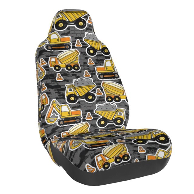 Wukai Excavator At Work Full Set Car Seat Covers with Soft Padding Universal Auto Front Seats Protector and Cushion Mat