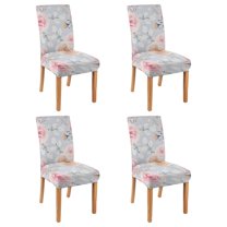 Rustic Butterfly Bloom Botanical Floral Dining Chair Covers Set of 4 Washable Polyester Stretch Slipcovers Removable Protector for Summer Home Decor